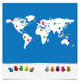 World map with pins vector image