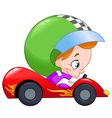 Kid race car driver vector image