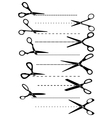 Scissors cutting symbols vector image