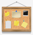 Items pinned to a cork message board vector image