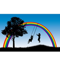 Rainbow swings vector image