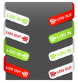 Left and right side signs - log in log out vector image