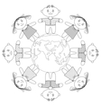 Children standing around earth contour vector image