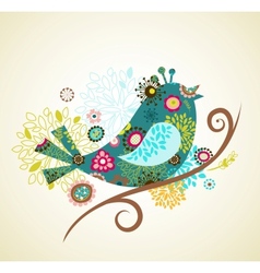 Greeting card with bird vector image