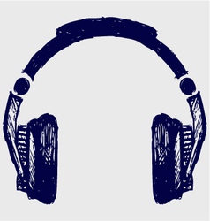 Headphones sketch vector image