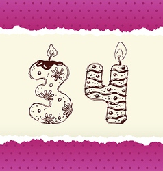 Collection of Birthday Candles 3 and 4 vector image