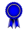 Blue badge with ribbon vector image