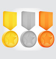 Gold silver and bronze medals Gold silver and bronze medals vector image