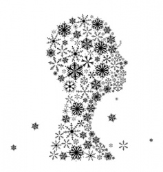 Stylized woman head snowflakes vector image