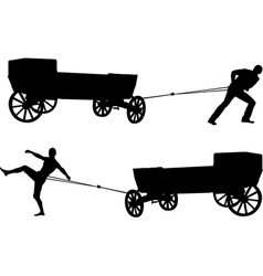 Ancient cart and man vector image