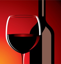 Wine glass and bottle vector image