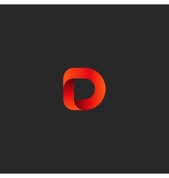 Letter D logo gradient red ribbon social vector image