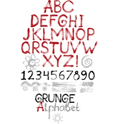 Hand drawn grunge alphabet vector image