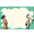 Hammer paint roller universal background wall vector image