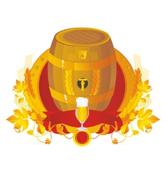 Beer a keg with a glass in a vignette vector image