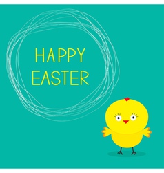 Easter chicken and scribble speech bubble Card Easter chicken and scribble speech bubble Card vector image