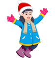 Funny girl cartoon wearing winter clothes Funny girl cartoon wearing winter clothes vector image