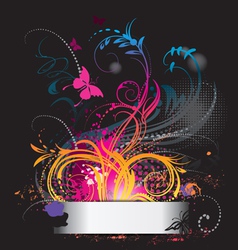 Background with flower ornament with butterfly vector image