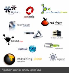 Logo icon set 12 pieces vector image