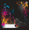 Border with flower ornament with butterfly vector image