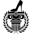 Column laurel wreath and womens shoe Column laurel wreath and womens shoe vector image