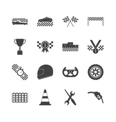 Racing sport black icons set Racing sport black icons set vector image