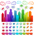 Rainbow social media city vector image