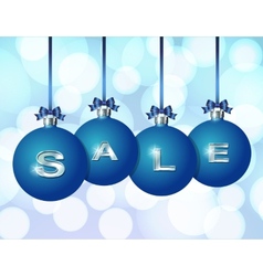 Blue Christmas balls with silver word Sale vector image