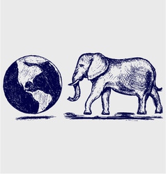 Elephant and planet vector image