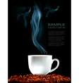 Background with cup of coffee and coffee grains vector image