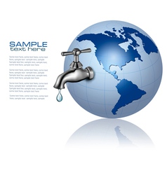 Earth globe with water tap and drop vector image