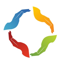 Hands solutions teamwork vector image