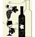 Bottle wine glass grapes vector image