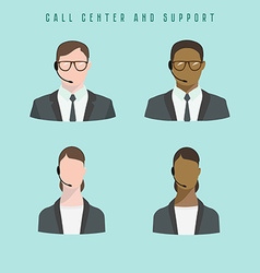 Set of icons Male and female call center avatars vector image
