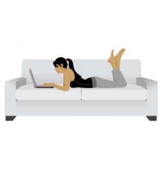 Girl laptop sofa vector image