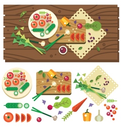 Dining table with vegetables Dining table with vegetables vector image