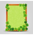 Clover on empty wooden frame vector image