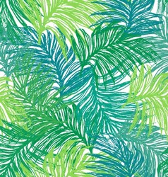 Ink hand drawn jungle leaves seamless pattern vector image