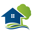 House with tree and waves logo vector image