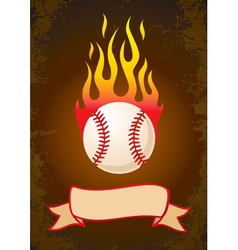 Burning baseball vector image