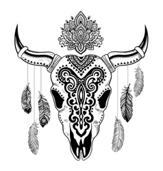 Tribal animal skull with ethnic vector image