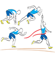 Set of running man crossing the finishing line vector image