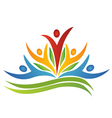 Teamwork flower with leafs logo vector image
