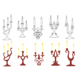 Set of black and brown candelabras vector image