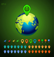 Green earth with a pins set vector image