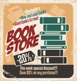 Retro bookstore poster design vector image