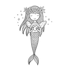 Beautiful little mermaid siren sea theme vector image