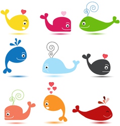 Cute whale cartoon collection vector image