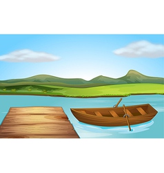 Boat and river vector image