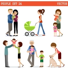 Set of people with children vector image
